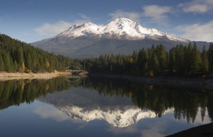 Mt Shasta Reflection Mountain Lake Modest Bridge California